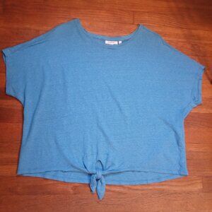 CHICO'S linen tie front tee in blue (2/L)